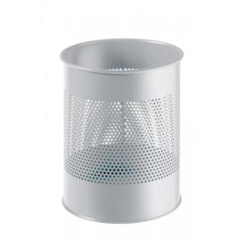 Image of Durable Round Metal Perforated Waste Bin - Scratch Resistant Steel - DRBE331010