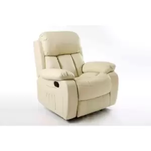 Image of Chester Bonded Leather Recliner Armchair - Cream