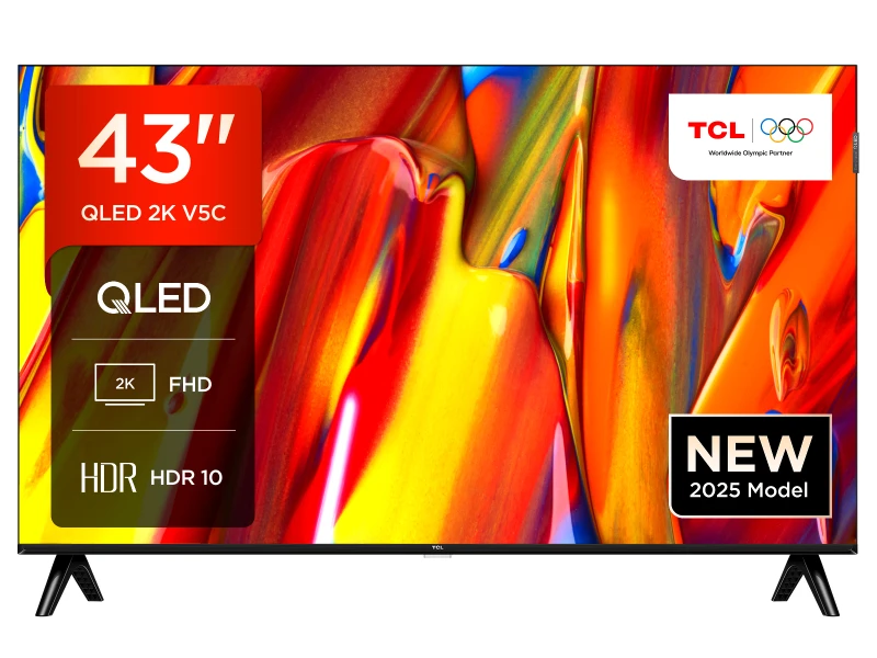 Image of TCL 43V5C-UK 43-Inch QLED Full HD TV HDR10+ Dolby Vision & Google TV 43V5C-UK Black