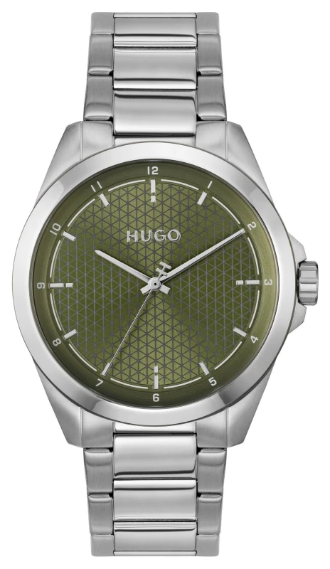 Image of HUGO 1530453 #SEAM Three-Hand Quartz (42.5mm) Khaki Green Watch