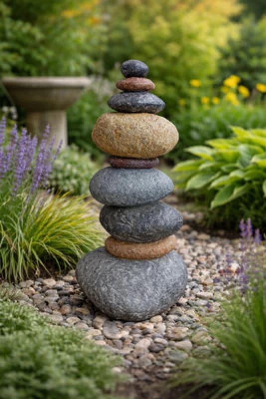 Image of Vossmoon Cairn Grey Garden Ornament 52.5X25Cm