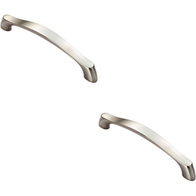 Image of Loops 2x Chunky Arched Grip Pull Handle 194 x 17mm 160mm Fixing Centres Satin Nickel Metallics unisex