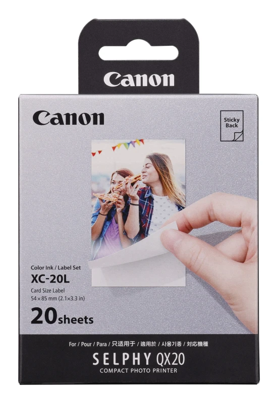 Image of Canon XC-20L 54 x 85mm Card Size Photo Paper for QX20 Printer - Pack of 20 6755C002