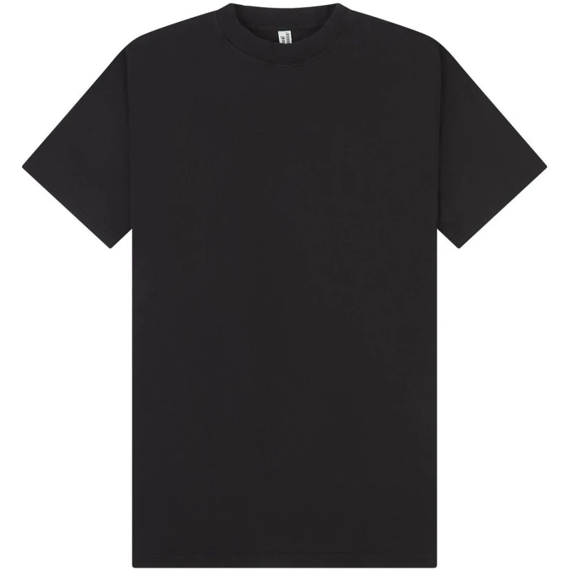 Image of Casual Classics Mens Acid Wash Combed Ringspun Cotton Extended Neckline Tall Oversized T-Shirt in Jet Black Size: Small Jet Black Male S