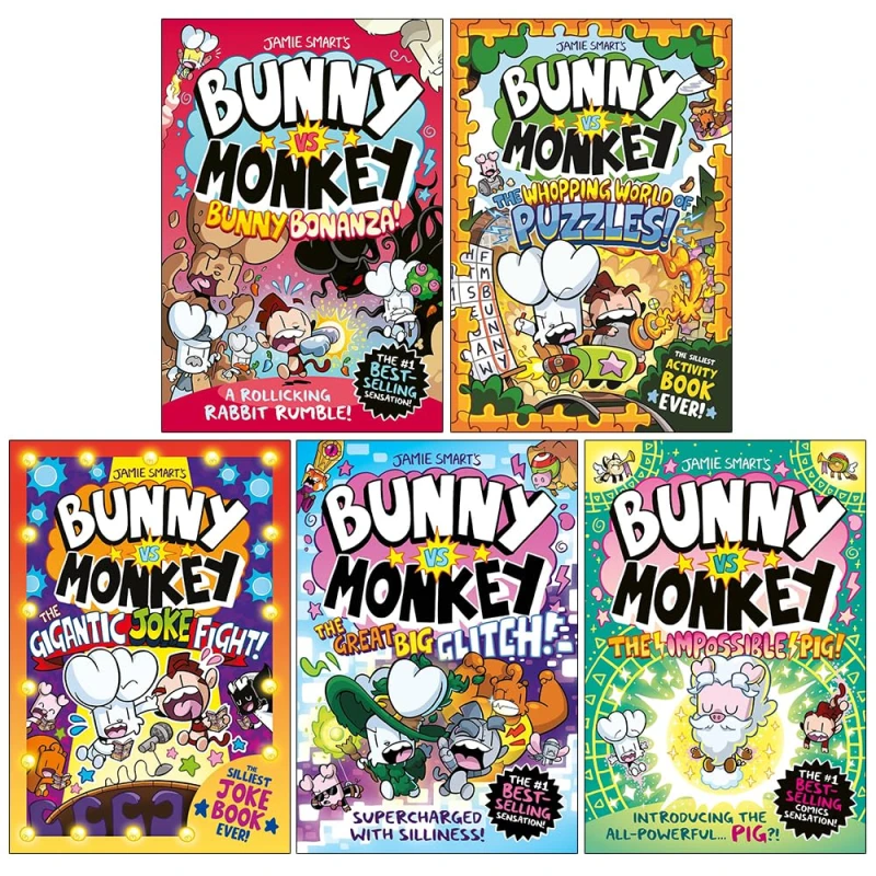 Image of Bunny Vs Monkey Collection 5 Book Set By Jamie Smart Bunny Bonanza Series For Young Readers Jamie Smart Books