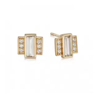 Image of Beloved White Topaz Baguette Stud 18ct Gold Plated Earrings JE01_GP