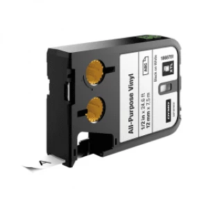 Image of XTL Dymo 12" 12mm All purpose Vinyl Black On White