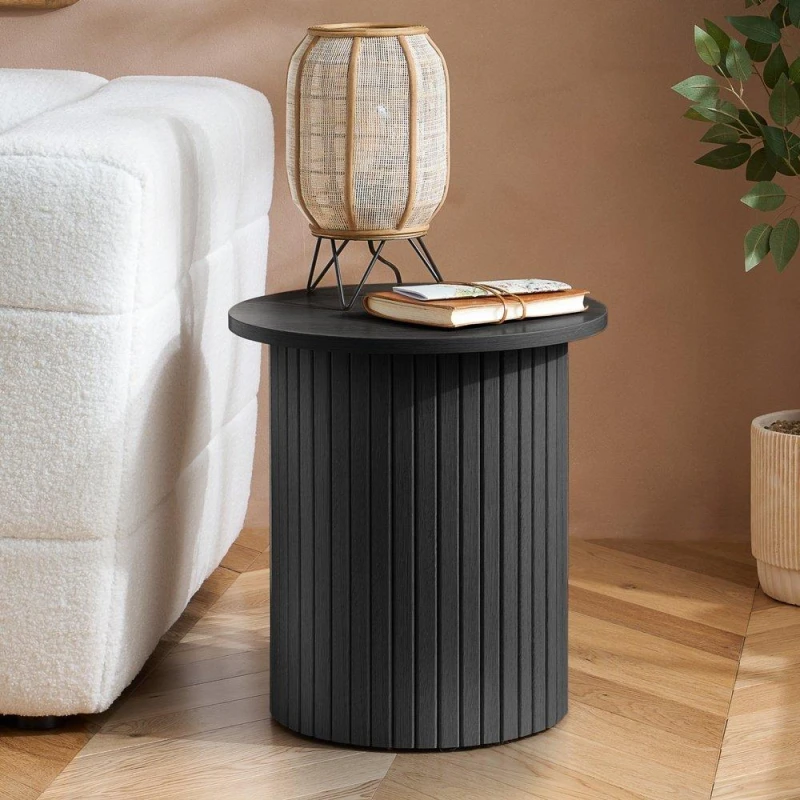Image of Birlea Black Fluted Side Table Axel Birlea Black
