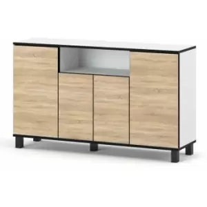 Image of Best4D Cabinet Storage Dresser 140x80x35cm with Oak Mat Front - Body Colour White Mat
