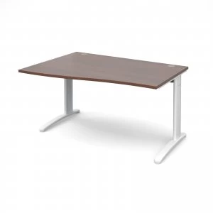 Image of TR10 Left Hand Wave Desk 1400mm - White Frame Walnut Top