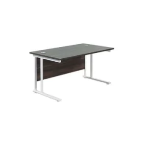 Image of Jemini Rectangular Cantilever Desk 1400x800 Dark Walnut/White KF807032
