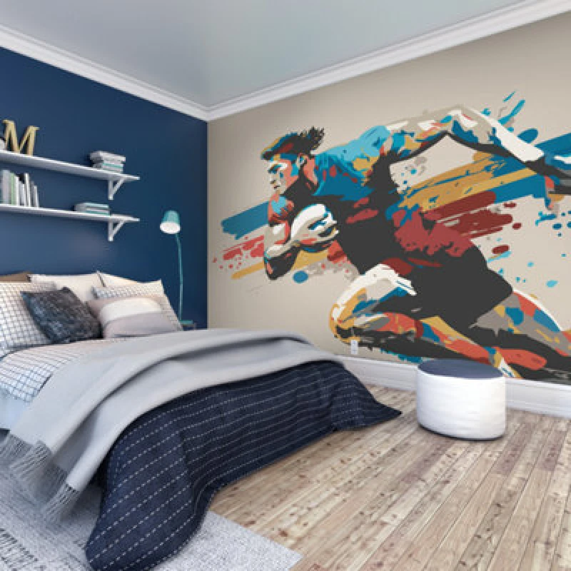 Image of Origin Murals Rugby Player In Graphic Style Natural Paste The Wall Mural 350Cm Wide X 280M High
