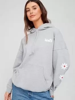 Image of Levis Poster Logo Flower Hoodie - Grey Size XS Women