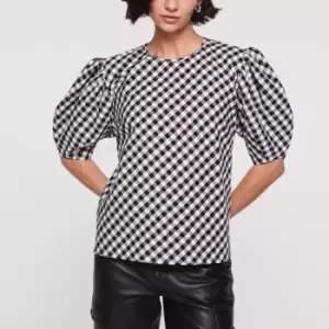 Image of Aligne Womens Hicks Puff Sleeve Top - Black Gingham - EU 44/UK 16