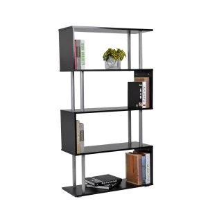 Image of HOMCOM Wooden S Shape Storage Unit Bookshelf-Black