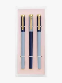 Image of Kate Spade Navy & Blue Colorblock Fine Tip Pen Set With Acrylic Tray, Ltblue, One Size