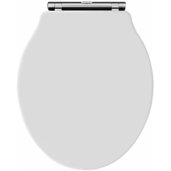 Image of Hudson Reed Chancery Soft Close Toilet Seat Chrome Hinges - White