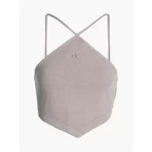Image of Calvin Klein Jeans Waffle Halter Neck Top - Brown