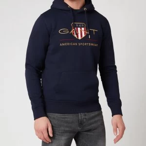 Image of Gant Mens Archive Shield Hoodie - Evening Blue - XL
