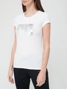 Image of Armani Exchange Sequin Logo T-Shirt White Size M Women