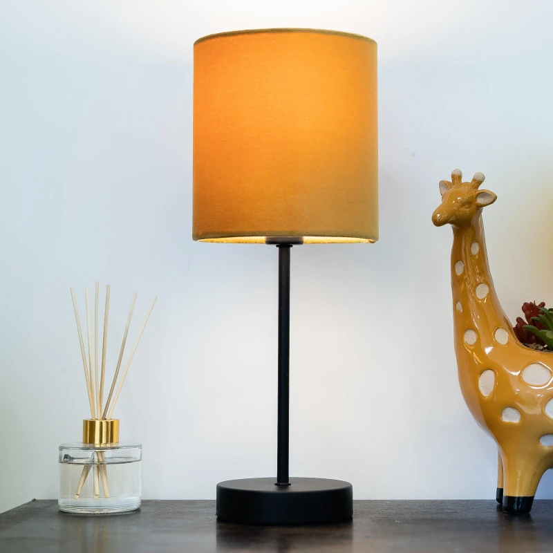 Image of K LIVING Hove Table Lamp with Ochre Shade Black