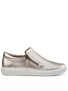 Image of Hotter Daisy Leather Casual Deck Shoes - Soft Gold, Metal, Size 5, Women