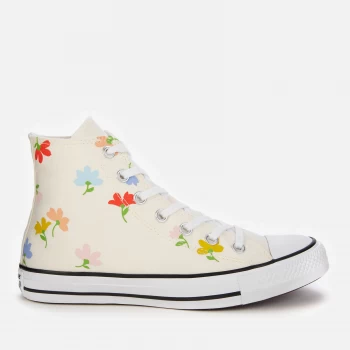 Image of Converse Womens Chuck Taylor All Star Garden Party Print Hi-Top Trainers - White - UK 3