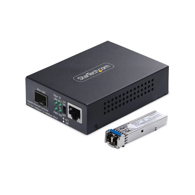 Image of StarTech.com Gigabit Ethernet Copper-to-Fiber Media Converter. SM LC.