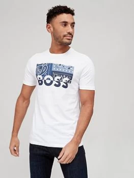 Image of BOSS Thinking 3 Graphic Logo T-Shirt - White, Size S, Men