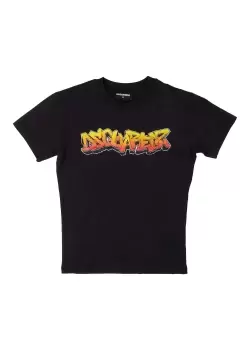 Image of Dsquared2 Kids Graffiti Cool Fit T-Shirt In Black