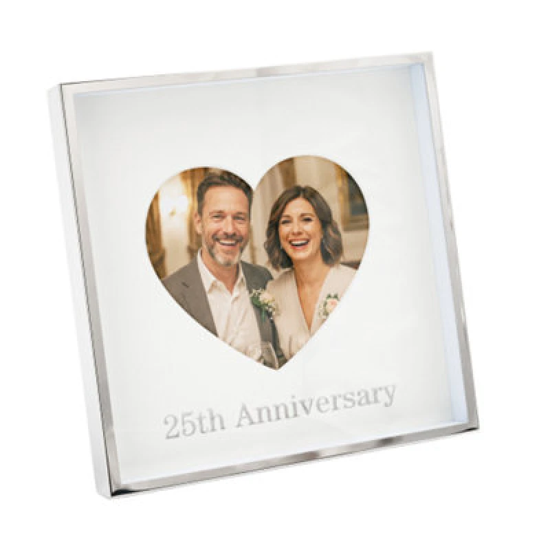 Image of Happy Homewares 25Th Anniversary 4X4 Nickel Heart Frame With Silver Foil