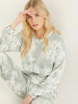 Image of Quiz Sage Tie Dye Cropped Sweatshirt - 8 - green