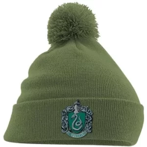 Image of Harry Potter Sytherin Crest Pom Beanie Green Headwear