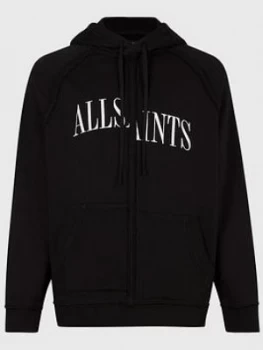 Image of Allsaints Diverge Broken Logo Overhead Hoodie - Black