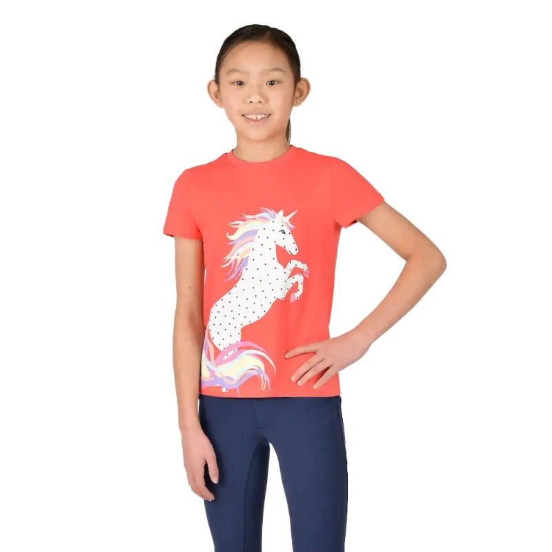 Image of Dublin Tilly Rainbow Horse T-Shirt Coral female