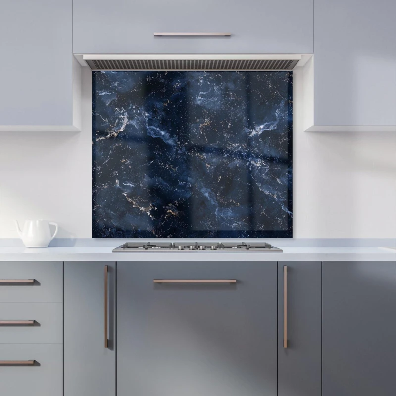 Image of Warren Reed - Designer Navy Blue Quartz Effect Kitchen Splashback Size: 600mm x 750mm Blue Unisex 600mm x 750mm