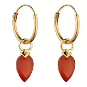 Image of July Yellow Gold Plated Birthstone Chalcedony Stone Hoop Charm Earring Y2667