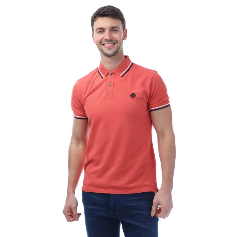 Image of Timberland Oyster River Chest Logo Polo Shirt Pink male S