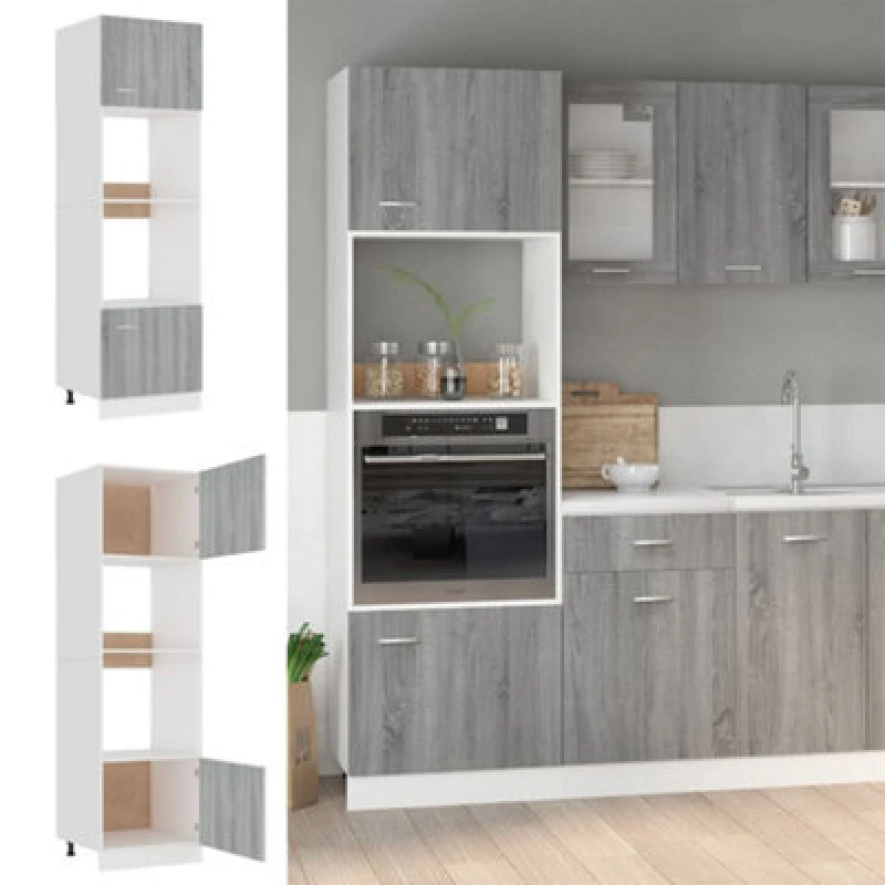 Image of Vidaxl Microwave Cabinet Lyon Grey Sonoma 60X57X207cm Engineered Wood