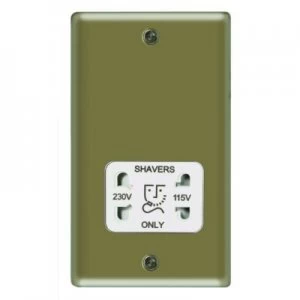 Image of Wickes Twin Raised Plate Dual Voltage Shaver Socket - Pearl Nickel