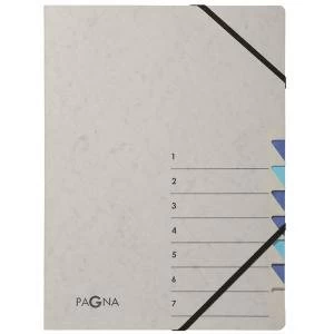 Image of Pagna Pro Deluxe A4 7 Compartment Sorting File GreyBlue Pack of 5