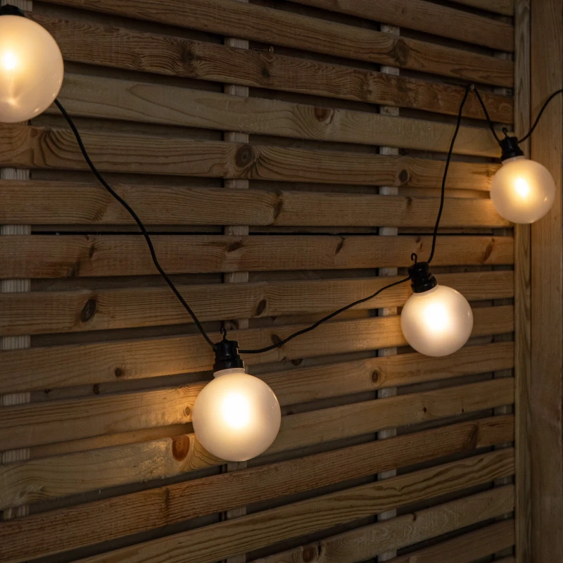 Image of 4.5m Set of 10 Frosted Ball Style Cap String Lights with Filament in Warm White