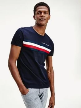 Image of Tommy Hilfiger Global Stripe T-Shirt - Navy