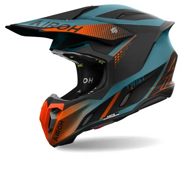 Image of Airoh Twist 3 Shard Orange Blue Offroad Helmet Size S