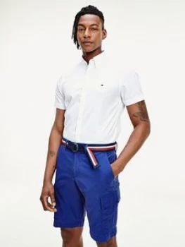 Image of Tommy Hilfiger Slim Fine Twill Short Sleeve Shirt - White