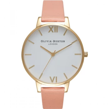 Image of White Dial Dusty Pink & Gold Watch