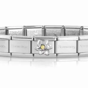Image of Nomination Classic Silver Yellow Zirconia Daffodil Charm Bracelet