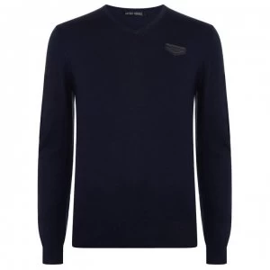 Image of Antony Morato V Neck Knit Jumper - NIGHT Blue 7066