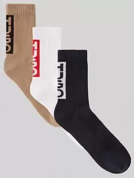 Image of HUGO Bodywear 3 Pack Qs Since93 Cc Socks, Multi, Size 43-46, Men