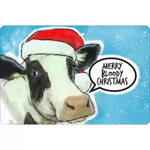 Image of Cute But Abusive Merry Bloody Tin Christmas Door Sign (One Size) (Sky Blue/White/Black)